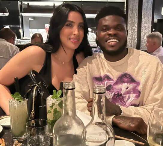 Sara Bella with her partner Thomas Partey.